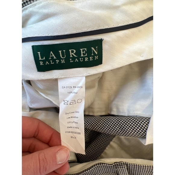 Mens Lauren Ralph Lauren 100% Wool Houndstooth Slacks Black/White SZ 38 x 30 - Picture 6 of 6